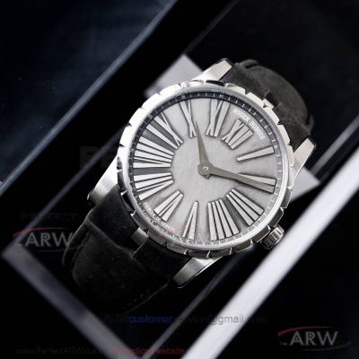 Perfect Replica RD Factory Roger Dubuis Excalibur 42 RDDBEX0350 Gray Tin Dial Roman Markers 42mm Watch 